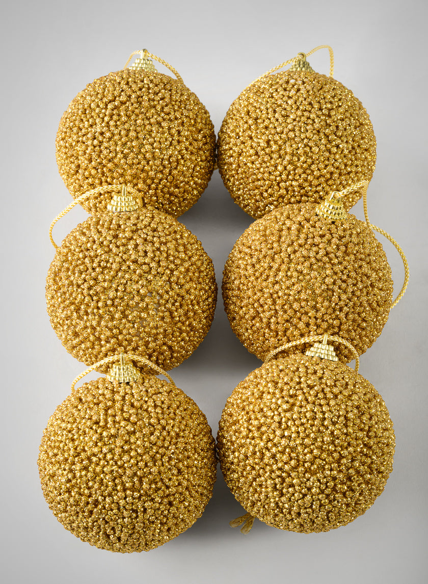 4in Round Gilded Gold Ornament, Set of 6 Decor Jamali Garden