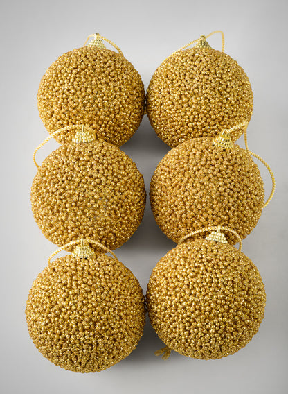 4in Round Gilded Gold Ornament, Set of 6 Decor Jamali Garden