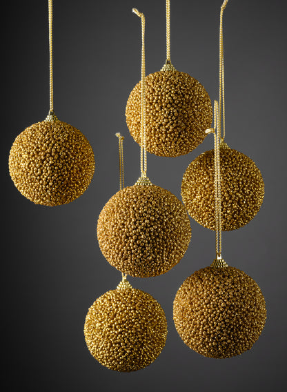 4in Round Gilded Gold Ornament, Set of 6 Decor Jamali Garden