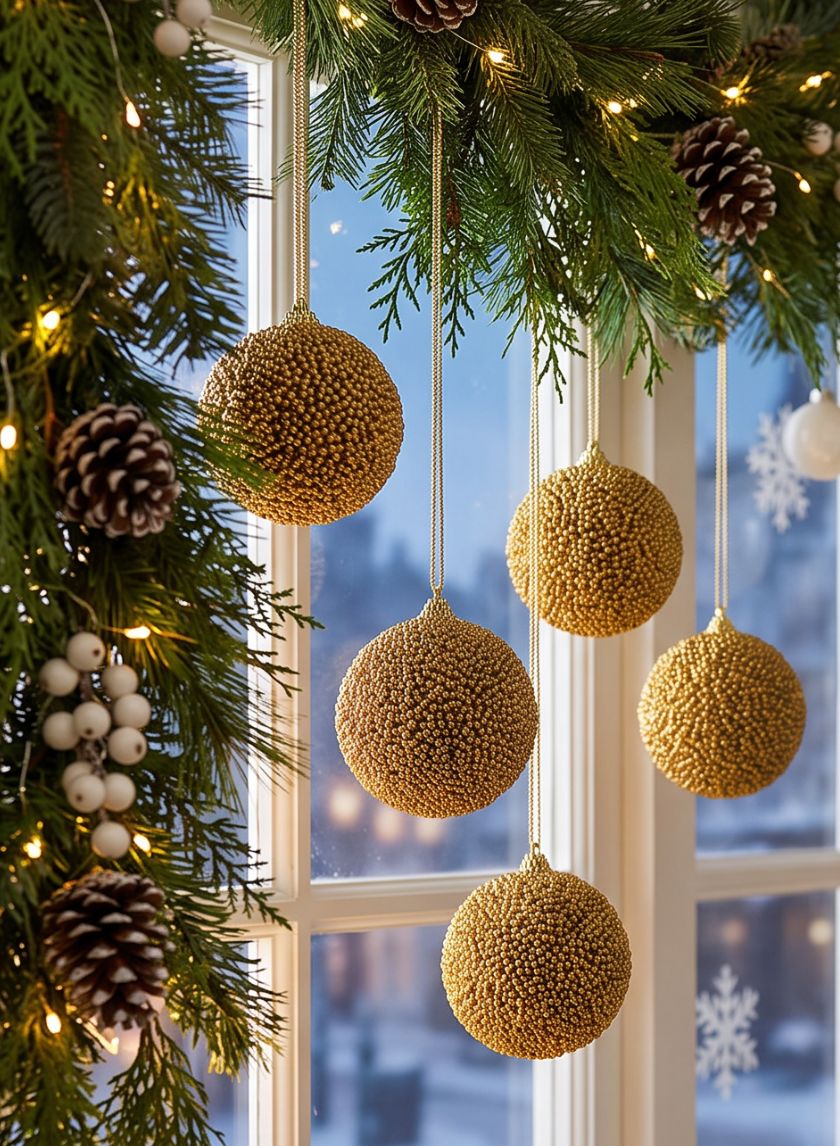 4in Round Gilded Gold Ornament, Set of 6 Decor Jamali Garden