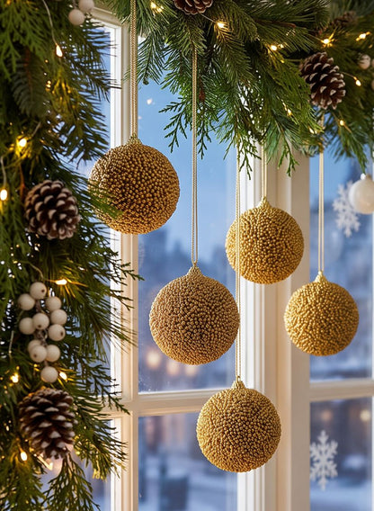 4in Round Gilded Gold Ornament, Set of 6 Decor Jamali Garden