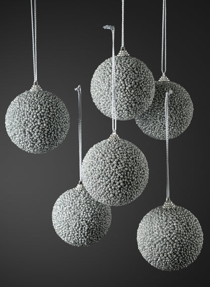 4in Round Gilded Silver Ornament, Set of 6 Decor Jamali Garden