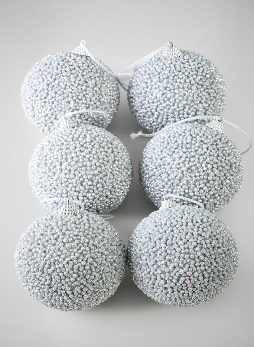 4in Round Gilded Silver Ornament, Set of 6 Decor Jamali Garden