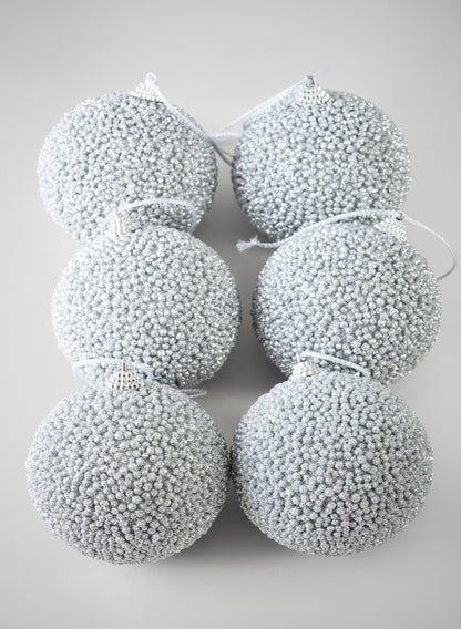 4in Round Gilded Silver Ornament, Set of 6 Decor Jamali Garden