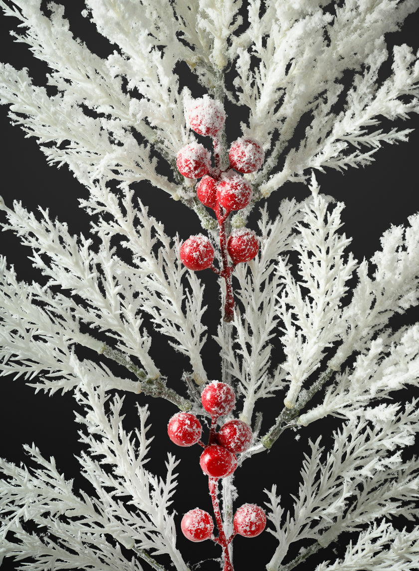 20in Long Snow Look Pine and Red Berry Pick, Case of 12 Decor Jamali Garden