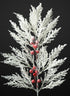 20in Long Snow Look Pine and Red Berry Pick, Case of 12 Decor Jamali Garden