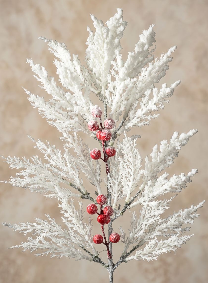 20in Long Snow Look Pine and Red Berry Pick, Case of 12
