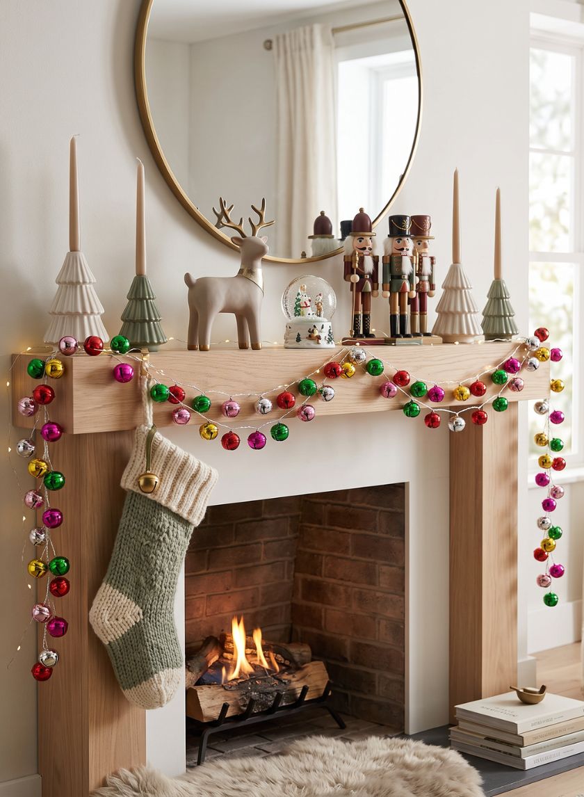 62in Long Multicolor Jingle Bell Garland Decor Jamali Garden