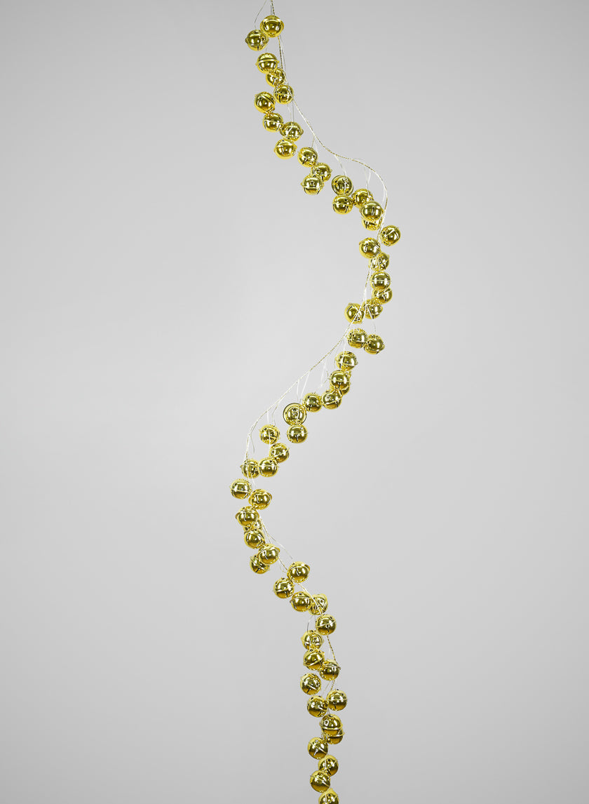 60in Long Gold and Matt Gold Jingle Bell Garland with Gold Wire Decor Jamali Garden