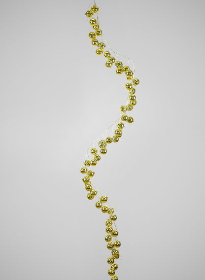 60in Long Gold and Matt Gold Jingle Bell Garland with Gold Wire Decor Jamali Garden