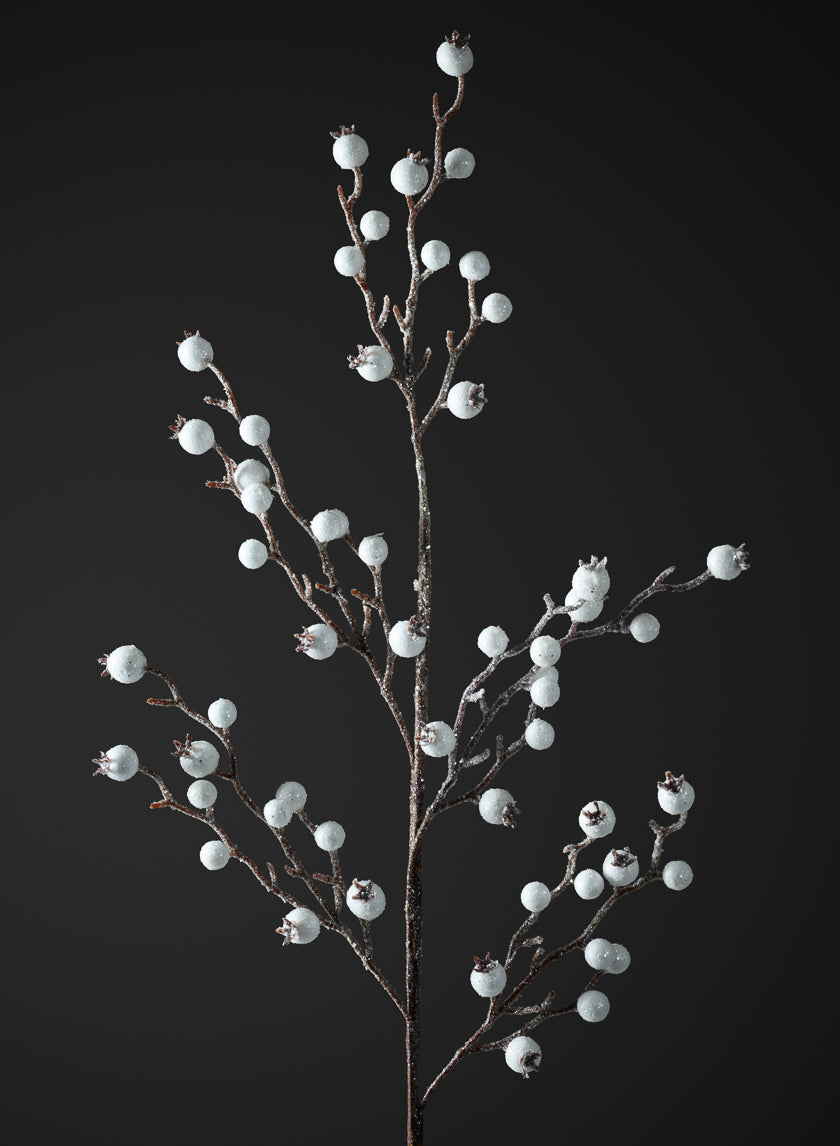 32in Long Iced Flocked Winter White Berry Pick, Case of 12 Decor Jamali Garden