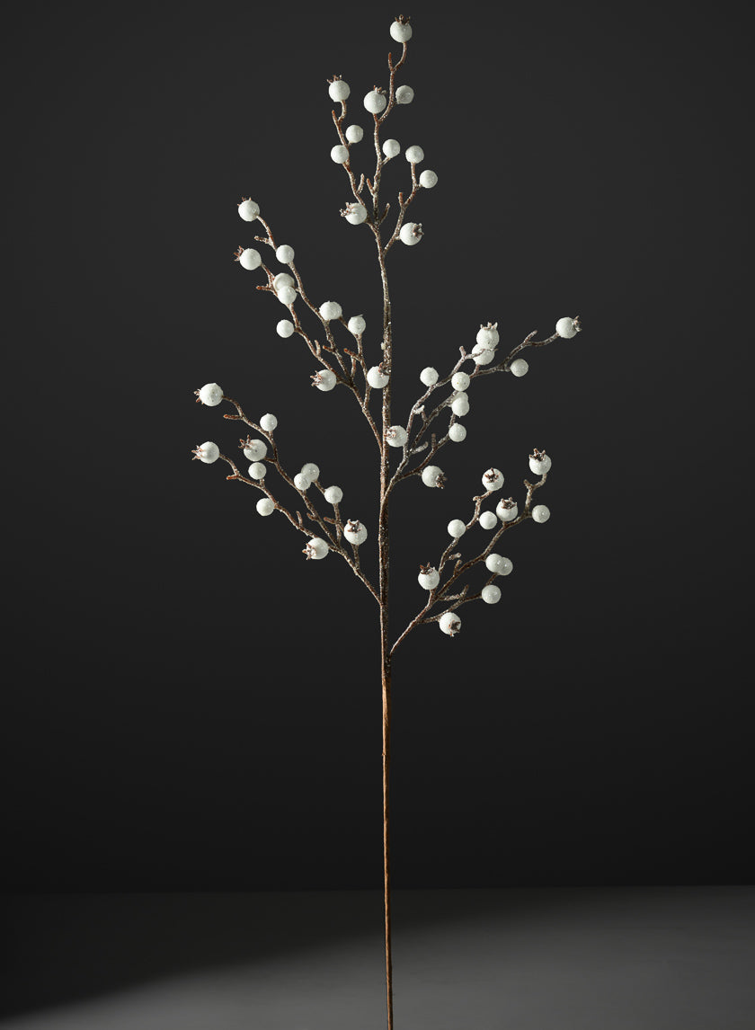 32in Long Iced Flocked Winter White Berry Pick, Case of 12 Decor Jamali Garden