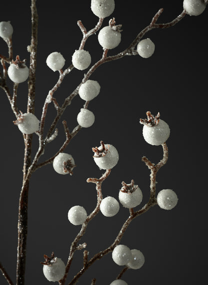 32in Long Iced Flocked Winter White Berry Pick, Case of 12 Decor Jamali Garden