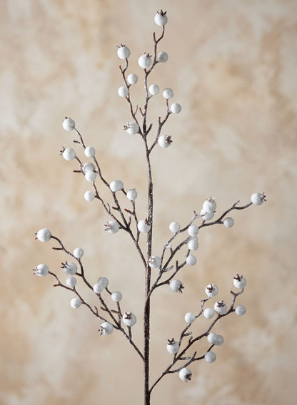 32in Long Iced Flocked Winter White Berry Pick, Case of 12 Decor Jamali Garden
