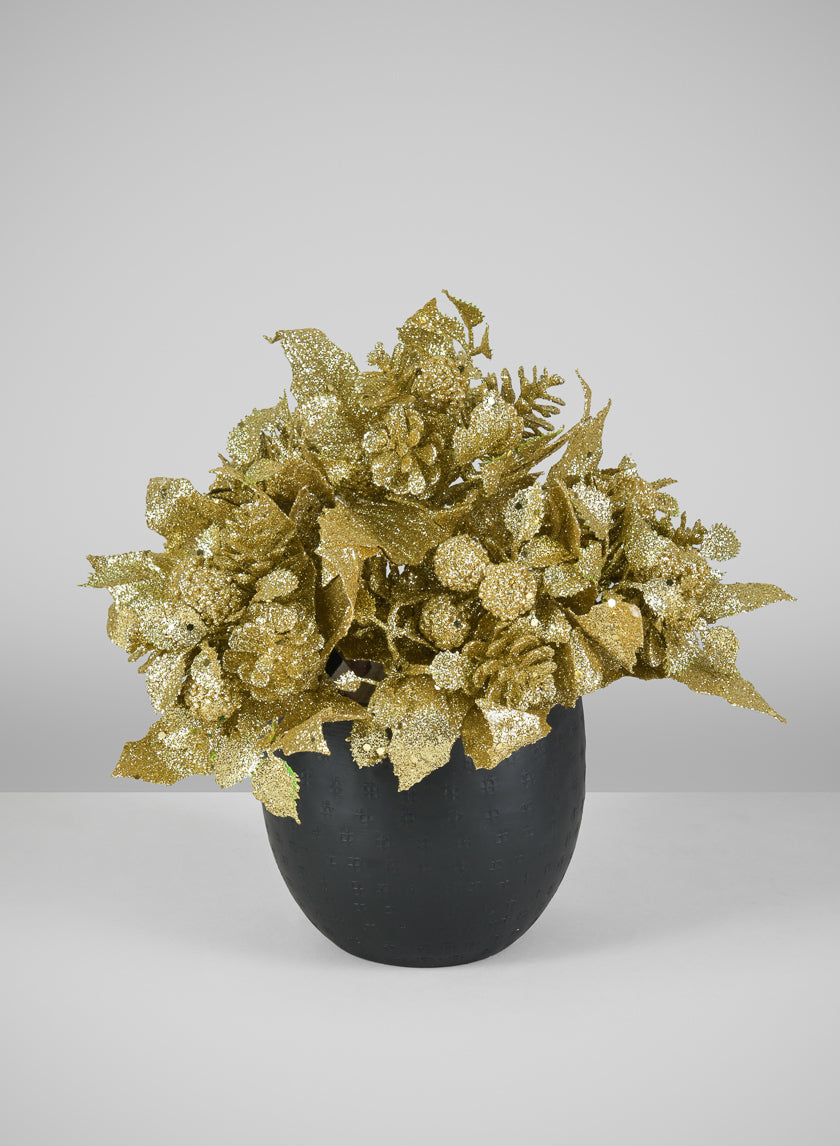 7in Long Gold Glitter Flower Pick, Bundle of 12 Decor Jamali Garden