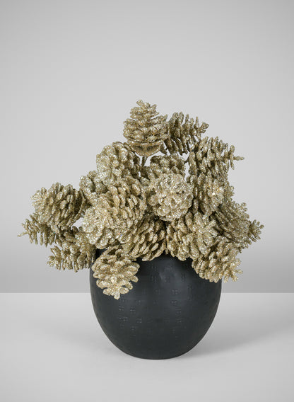 5.5in Long Champagne Glitter Pine Cone Pick, Set of 12 Decor Jamali Garden