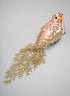 7in Long Rose Gold Fancy Tail Glitter Bird Ornament Decor Jamali Garden
