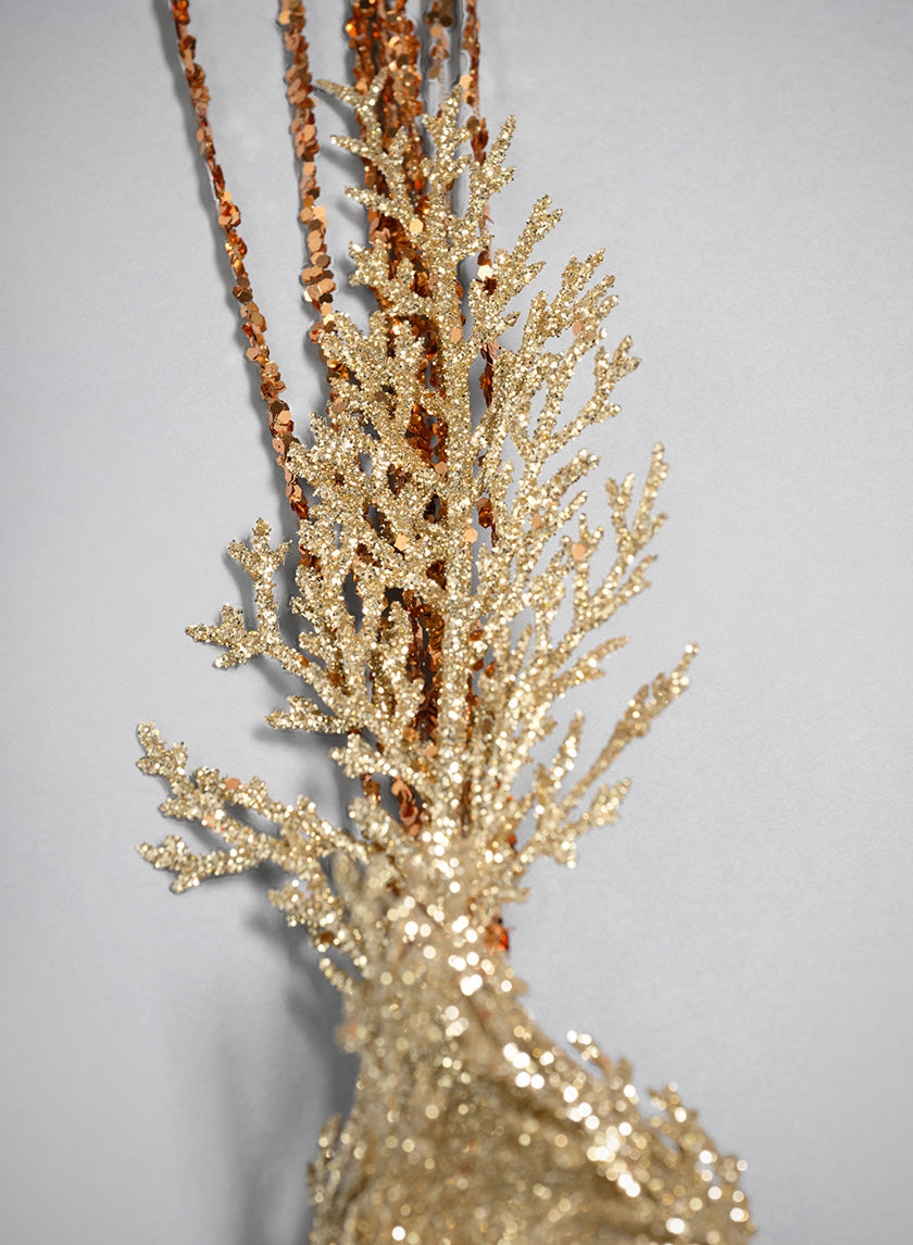 16in Long Gilded Gold Long Tail Bird Ornament Decor Jamali Garden