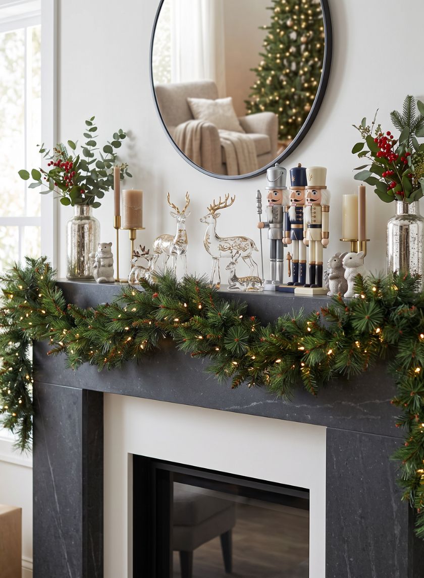 9ft Long Pine Needle Garland with Warm White 100 L.E.D. Lights Decor Jamali Garden