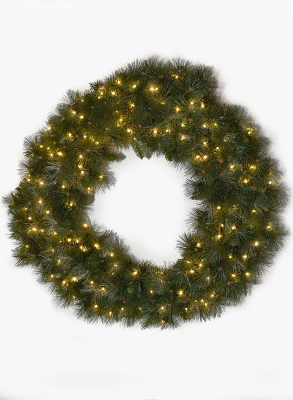 36in Wide Pine Wreath With 150 LED Lights Decor Jamali Garden