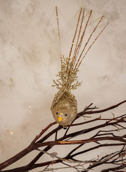 16in Long Gilded Gold Long Tail Bird Ornament Decor Jamali Garden