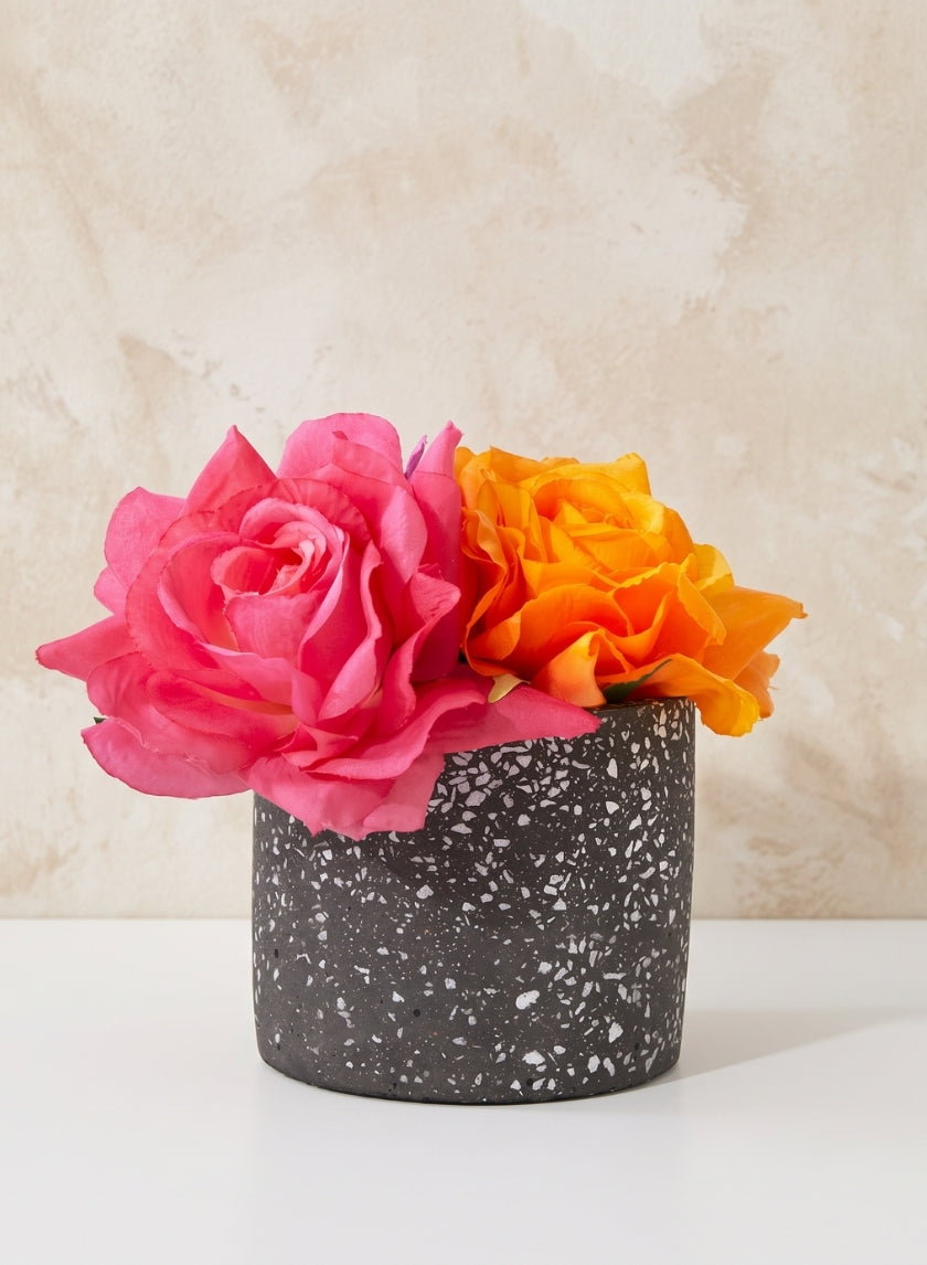 4in Tall Black Terrazzo Bowl Decor Jamali Garden