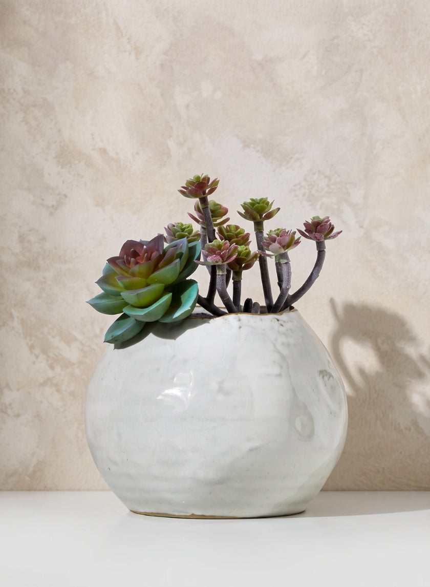 5in Wide Glazed Ceramic Potter&