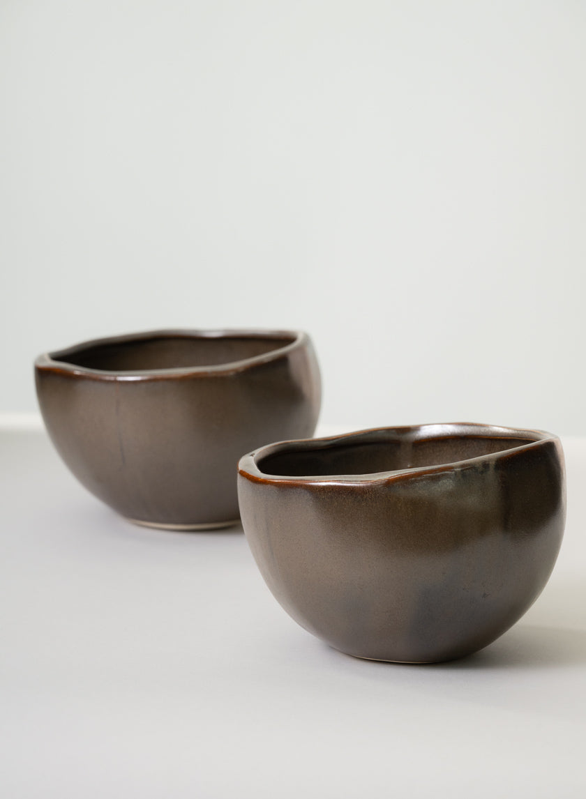 Mashiko Aged Brown Ceramic Bowl
