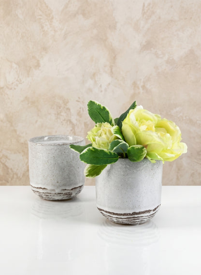 4.75in Tall Artisan Rustic White Pot, Set of 2 Decor Jamali Garden