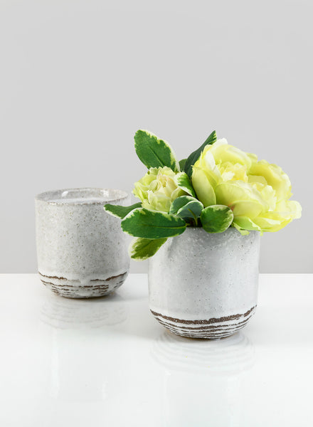 4.75in Tall Artisan Rustic White Pot, Set of 2 – Jamali Garden