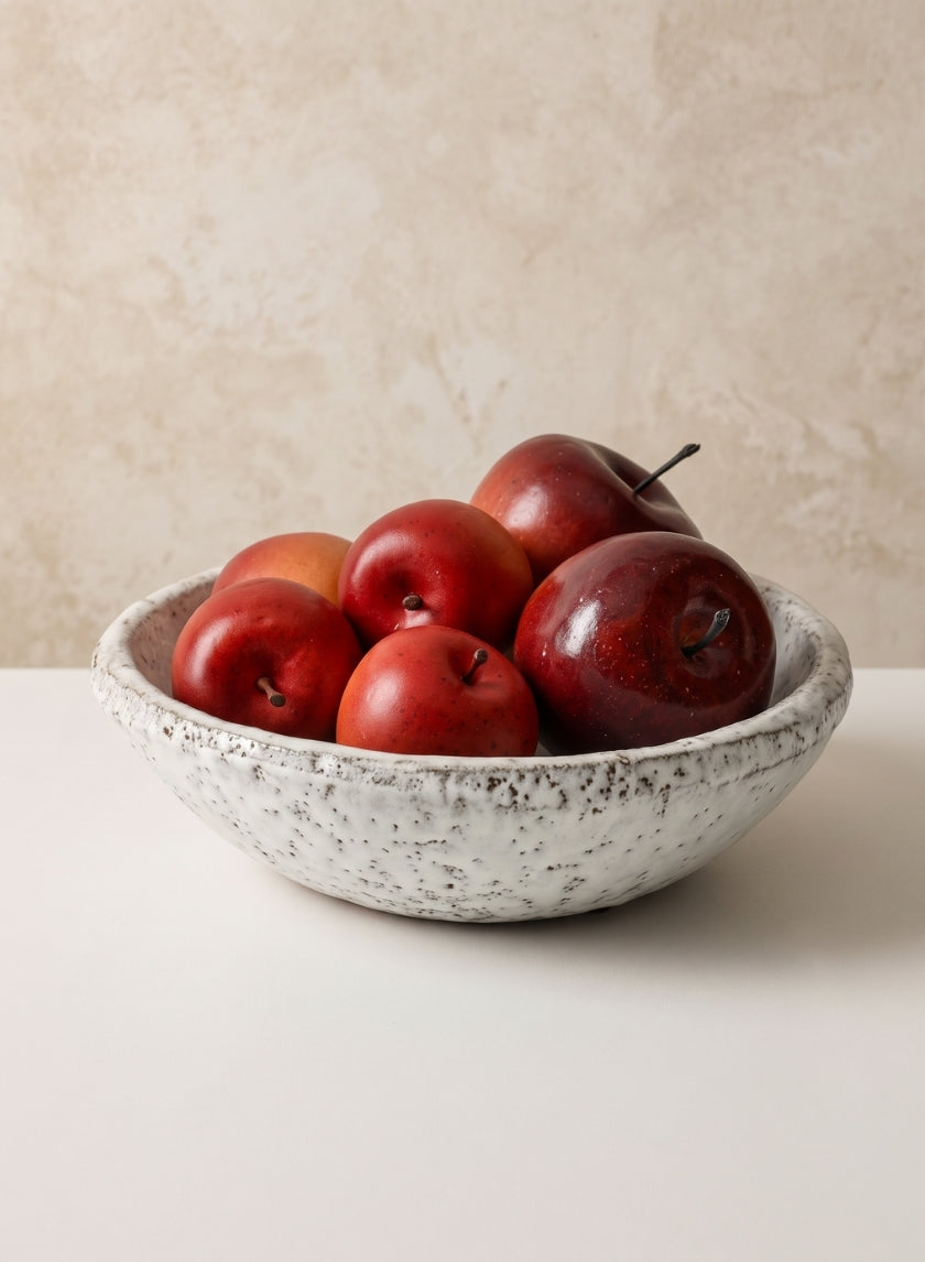 7in Wide Byzantine Aged White Shallow Bowl Decor Jamali Garden
