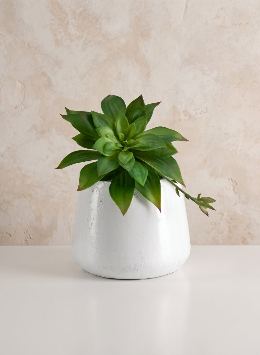 6.5in Tall Krater Aged White Artisan Pot Decor Jamali Garden