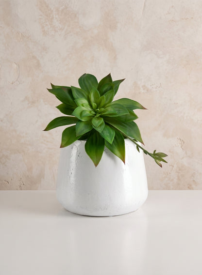 6.5in Tall Krater Aged White Artisan Pot Decor Jamali Garden