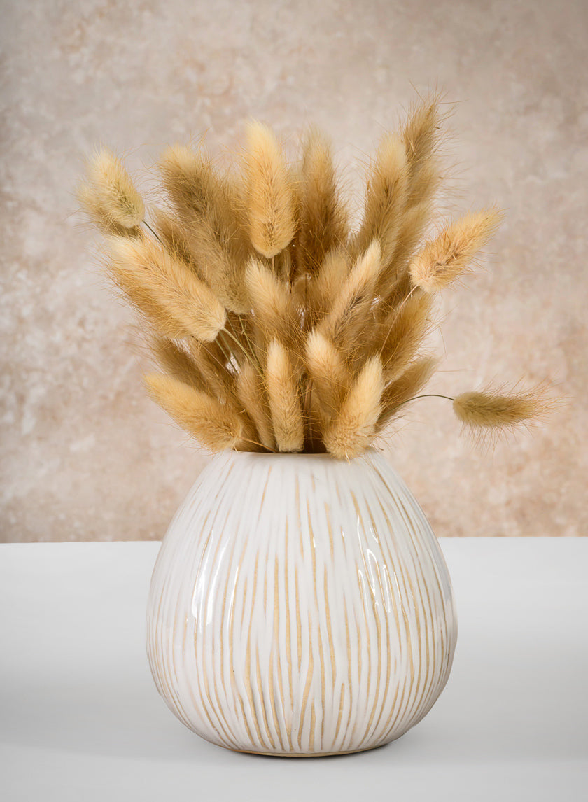 4.5in Tall Faro Aged White Ceramic Vase Decor Jamali Garden