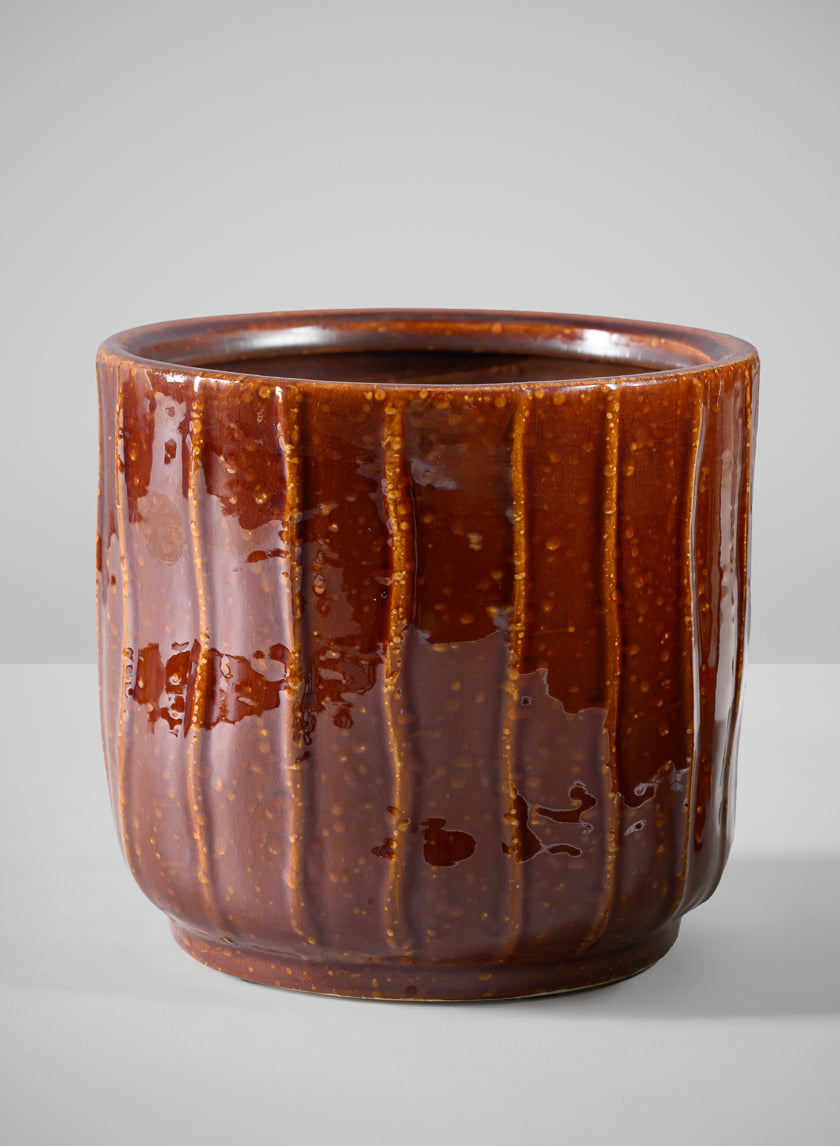 5.25in Tall Aveiro Oxblood Red Ceramic Cachepot Decor Jamali Garden