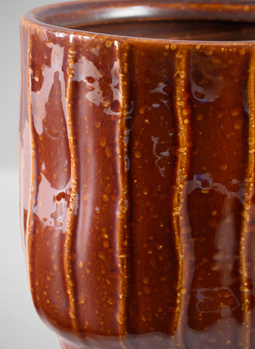 5.25in Tall Aveiro Oxblood Red Ceramic Cachepot Decor Jamali Garden