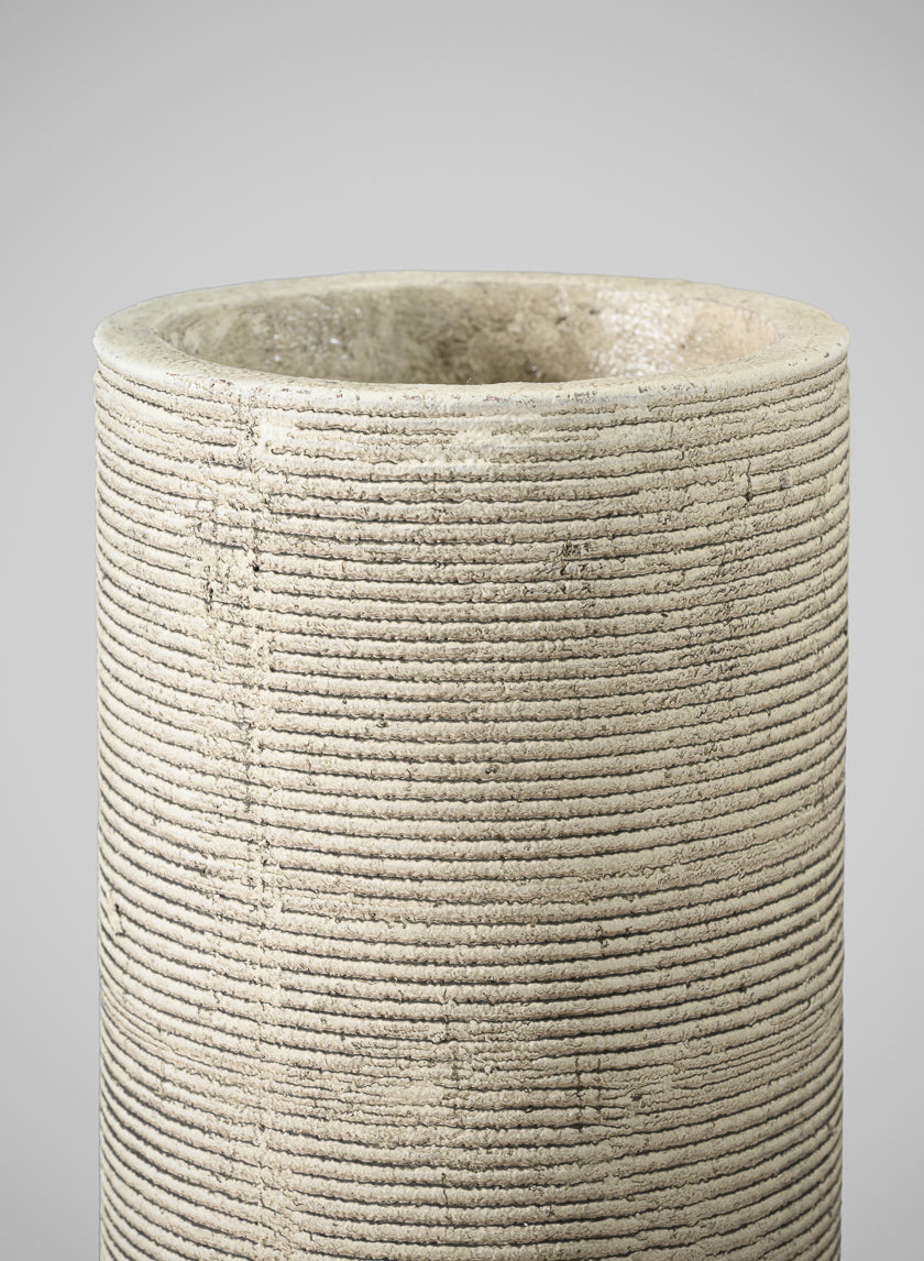 11in Tall Porto Aged Natural Stoneware Cylinder Decor Jamali Garden