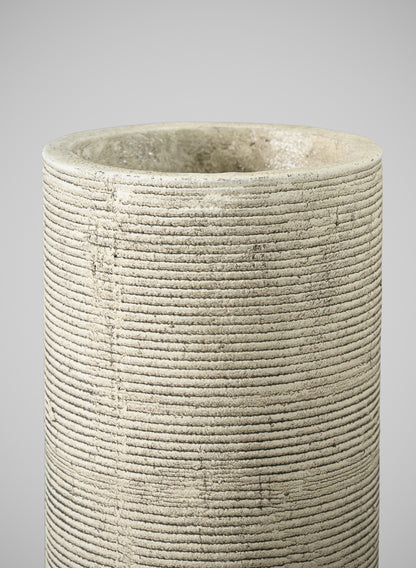 11in Tall Porto Aged Natural Stoneware Cylinder Decor Jamali Garden