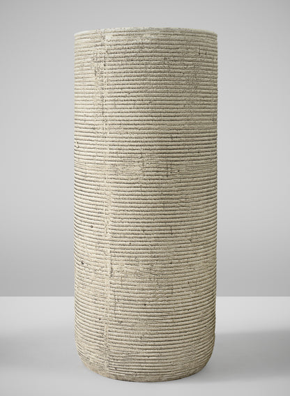11in Tall Porto Aged Natural Stoneware Cylinder Decor Jamali Garden