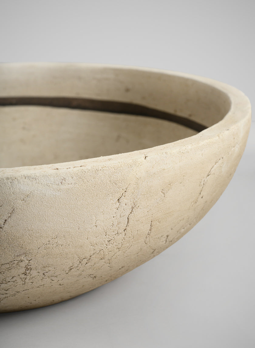 12in Wide Amadora Sand Tone Centerpiece Stonware Bowl Decor Jamali Garden