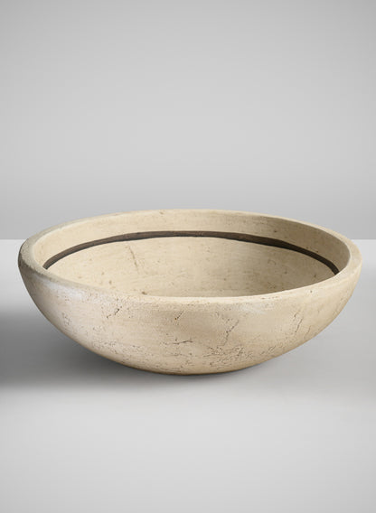 12in Wide Amadora Sand Tone Centerpiece Stonware Bowl Decor Jamali Garden