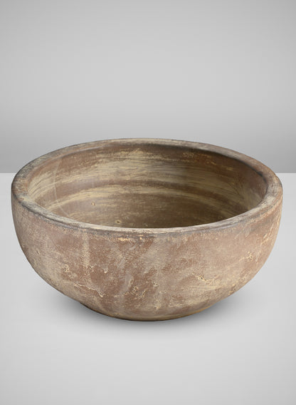 9in Wide Cintra Aged Clay Look Centerpiece Stoneware Bowl Decor Jamali Garden