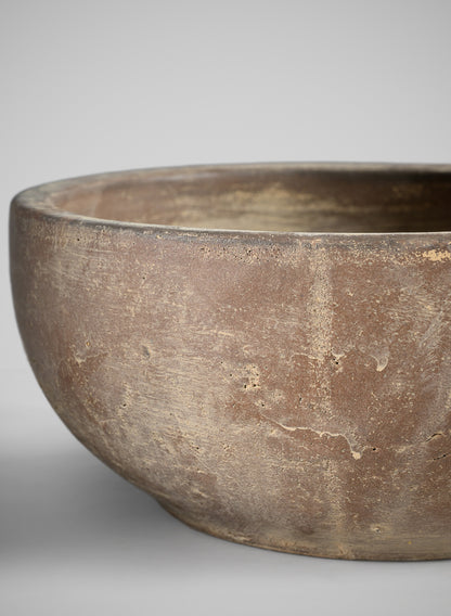 9in Wide Cintra Aged Clay Look Centerpiece Stoneware Bowl Decor Jamali Garden