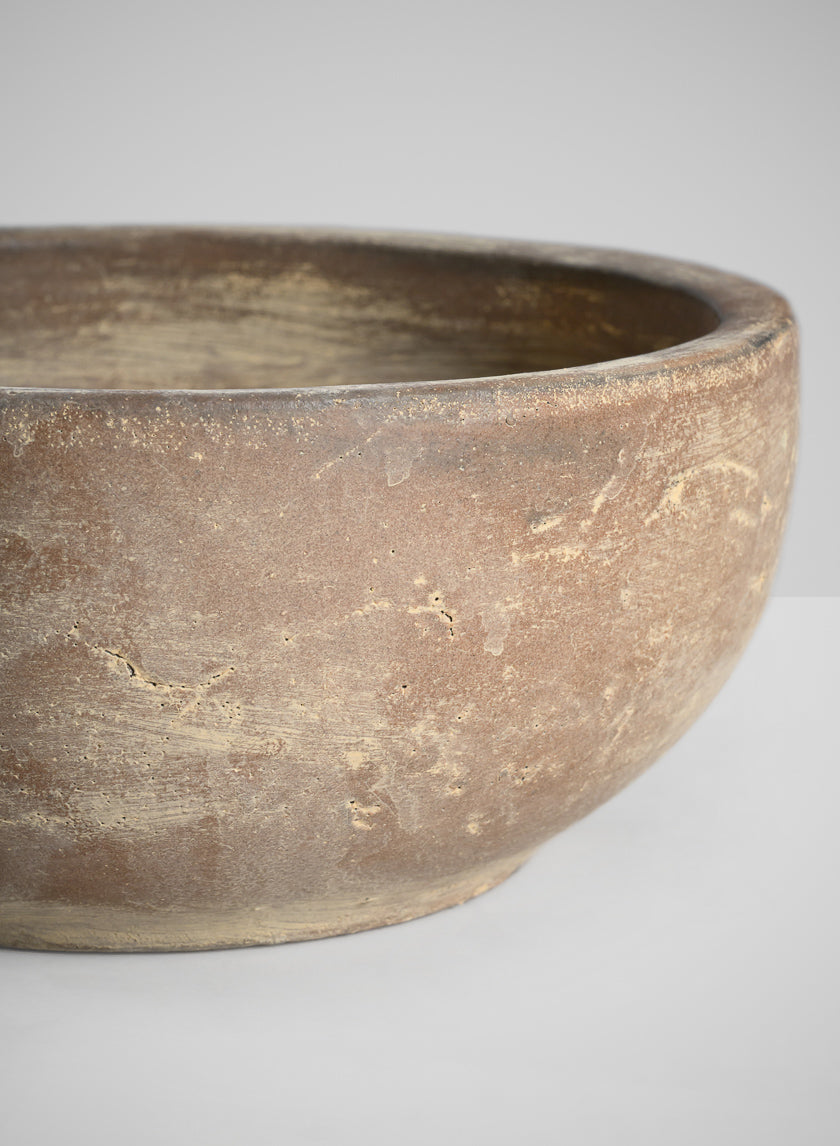 9in Wide Cintra Aged Clay Look Centerpiece Stoneware Bowl Decor Jamali Garden