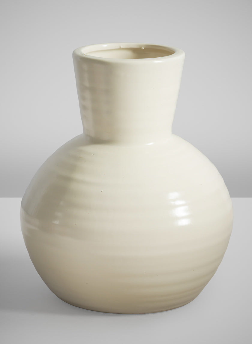 8in Tall Opla White Deco Ceramic Vase Decor Jamali Garden