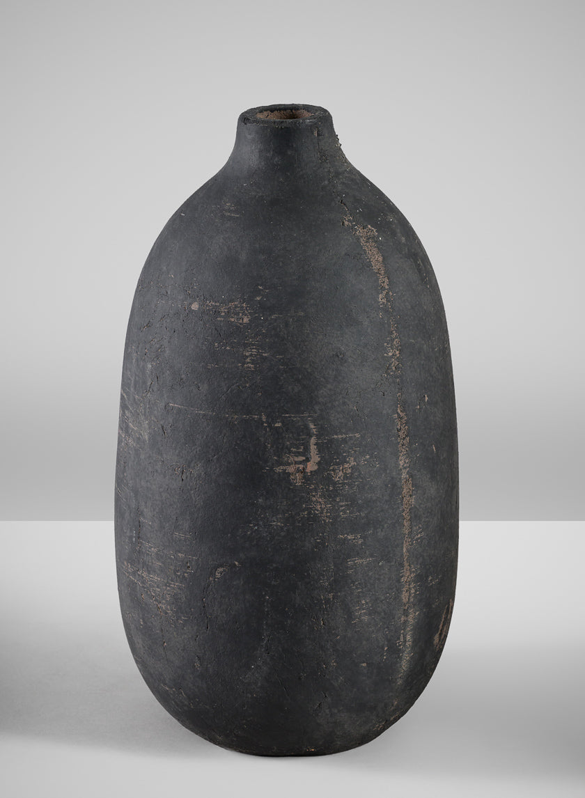 13in Tall Braga Aged Black Ceramic Deco Vase Decor Jamali Garden
