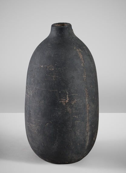 13in Tall Braga Aged Black Ceramic Deco Vase Decor Jamali Garden