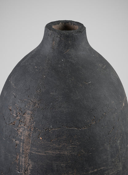13in Tall Braga Aged Black Ceramic Deco Vase Decor Jamali Garden