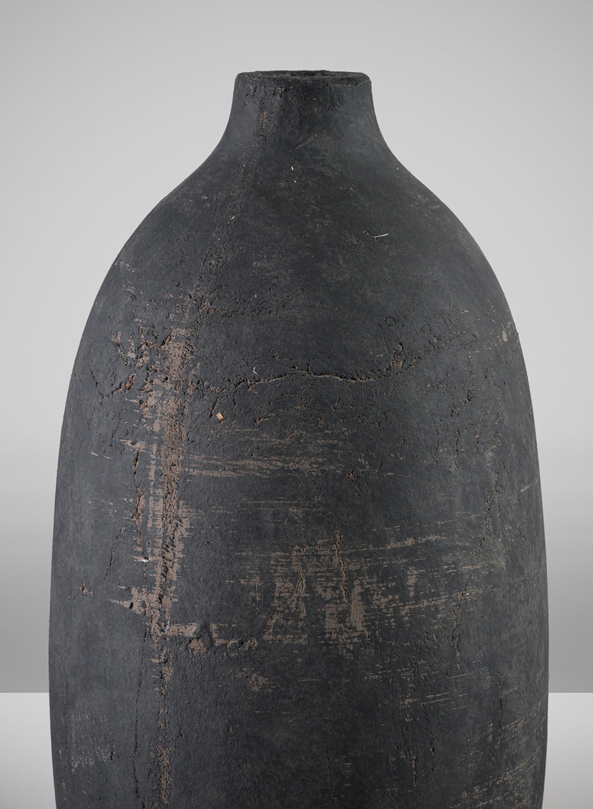 13in Tall Braga Aged Black Ceramic Deco Vase Decor Jamali Garden