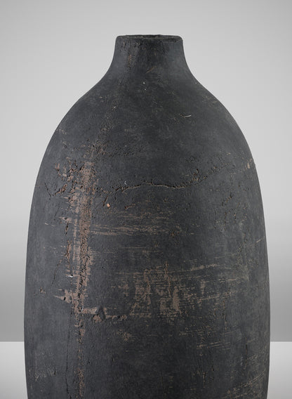 13in Tall Braga Aged Black Ceramic Deco Vase Decor Jamali Garden